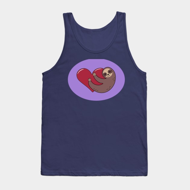 Sloth Heart Hug purple background Tank Top by LemonatiDesign